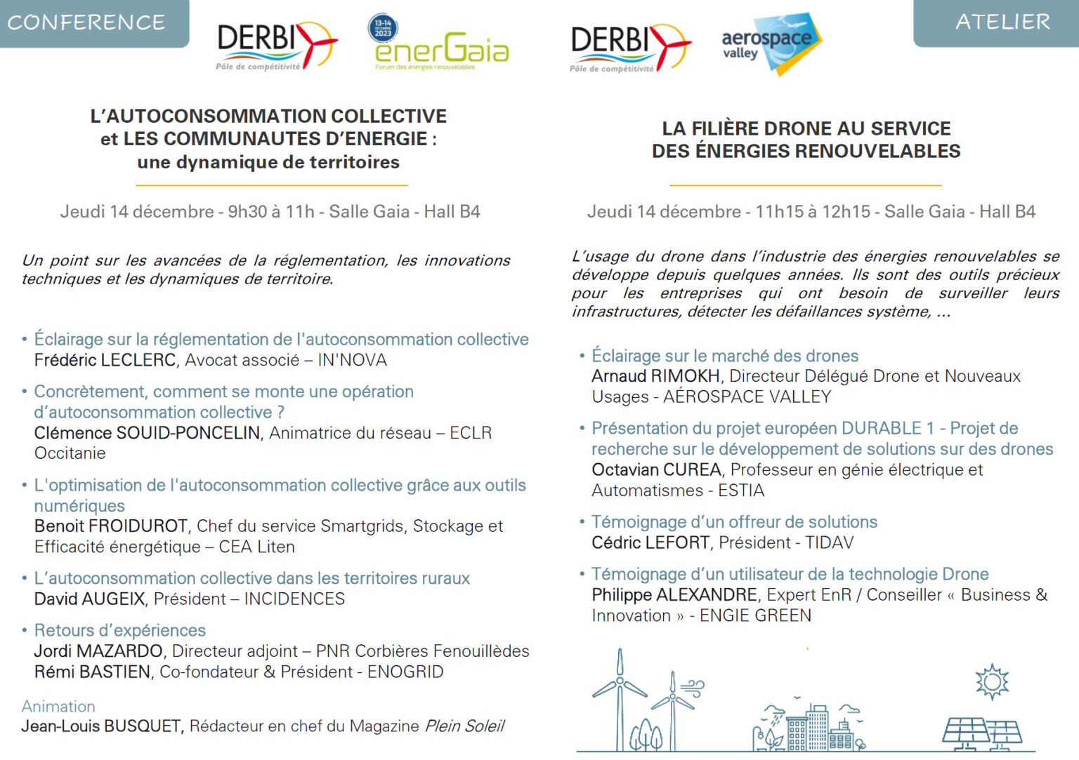 Energaia 2023 - Programme conferences pavillon derbi